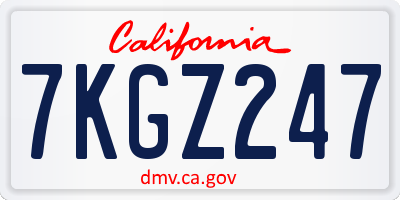 CA license plate 7KGZ247