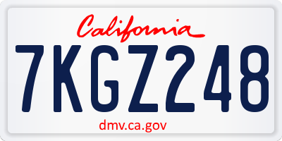 CA license plate 7KGZ248