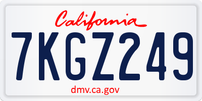 CA license plate 7KGZ249