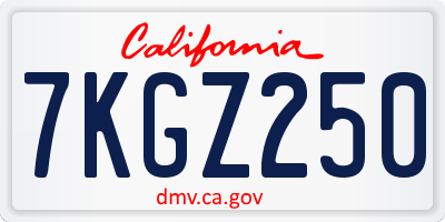 CA license plate 7KGZ250
