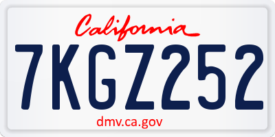 CA license plate 7KGZ252