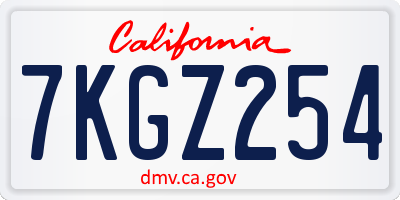 CA license plate 7KGZ254