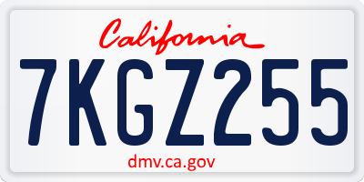 CA license plate 7KGZ255