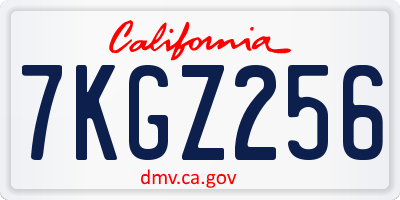 CA license plate 7KGZ256
