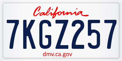 CA license plate 7KGZ257