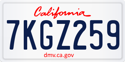 CA license plate 7KGZ259