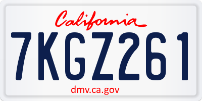 CA license plate 7KGZ261