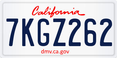 CA license plate 7KGZ262