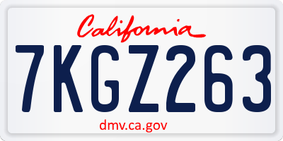 CA license plate 7KGZ263