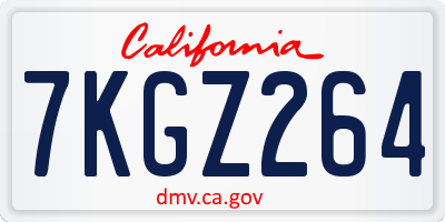 CA license plate 7KGZ264