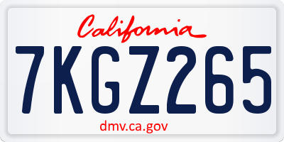 CA license plate 7KGZ265