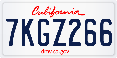 CA license plate 7KGZ266