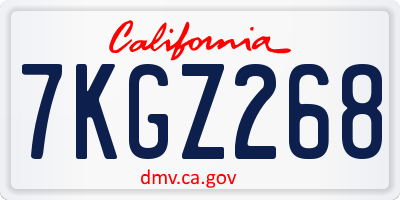 CA license plate 7KGZ268