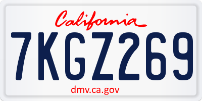 CA license plate 7KGZ269