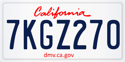 CA license plate 7KGZ270