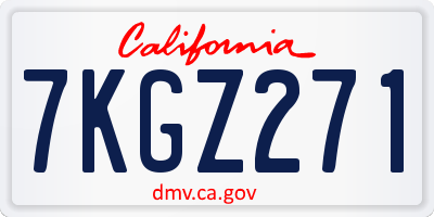 CA license plate 7KGZ271