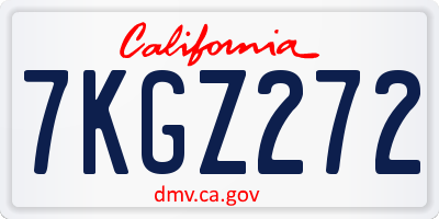 CA license plate 7KGZ272