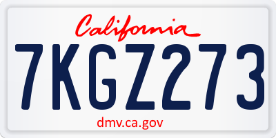 CA license plate 7KGZ273