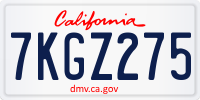CA license plate 7KGZ275