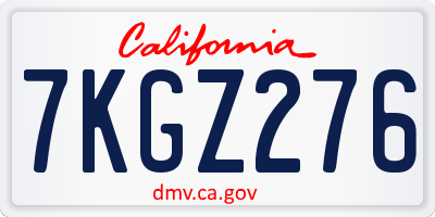 CA license plate 7KGZ276