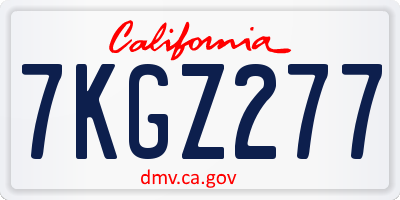 CA license plate 7KGZ277