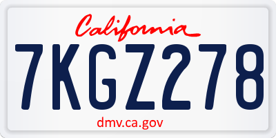CA license plate 7KGZ278