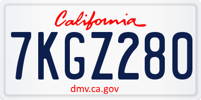 CA license plate 7KGZ280