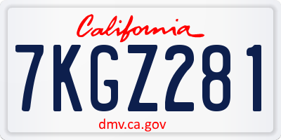 CA license plate 7KGZ281