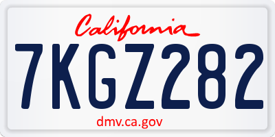 CA license plate 7KGZ282