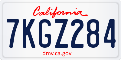 CA license plate 7KGZ284
