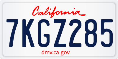 CA license plate 7KGZ285