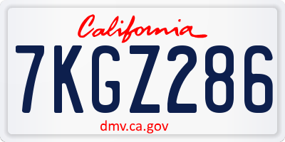 CA license plate 7KGZ286
