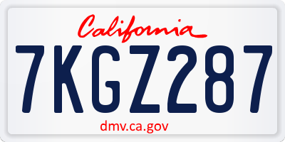 CA license plate 7KGZ287