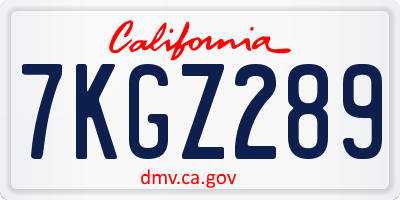 CA license plate 7KGZ289