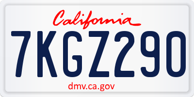 CA license plate 7KGZ290