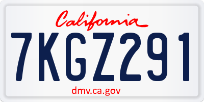 CA license plate 7KGZ291
