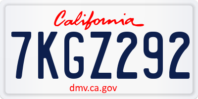 CA license plate 7KGZ292