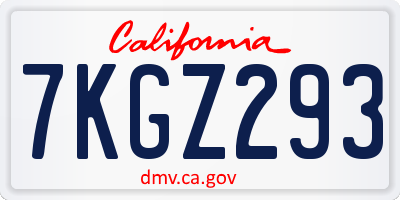 CA license plate 7KGZ293
