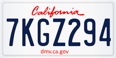 CA license plate 7KGZ294