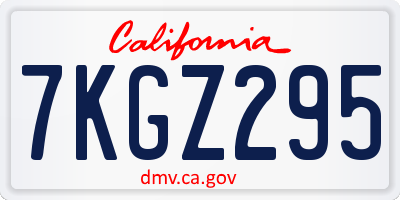 CA license plate 7KGZ295