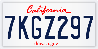 CA license plate 7KGZ297