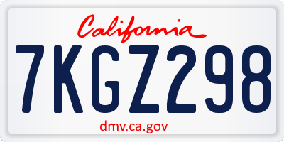 CA license plate 7KGZ298
