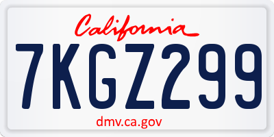 CA license plate 7KGZ299