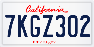 CA license plate 7KGZ302