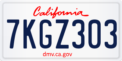 CA license plate 7KGZ303