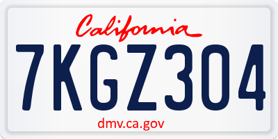 CA license plate 7KGZ304
