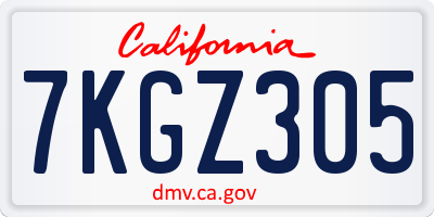CA license plate 7KGZ305