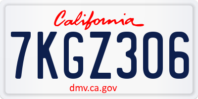 CA license plate 7KGZ306