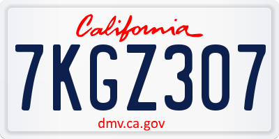 CA license plate 7KGZ307