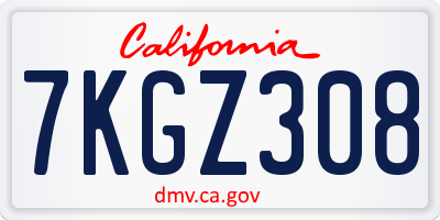 CA license plate 7KGZ308